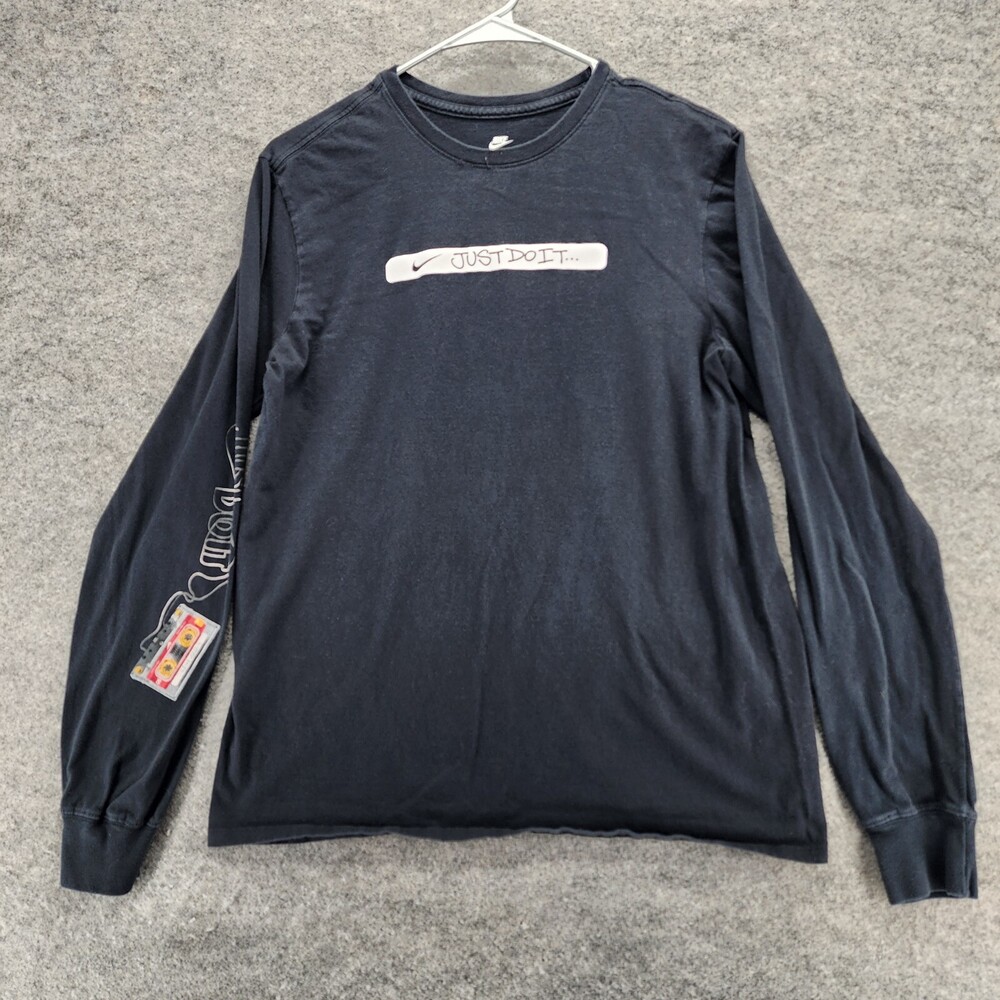 Nike Shirt Mens Medium Athletic Cut Long Sleeve Black Cassette